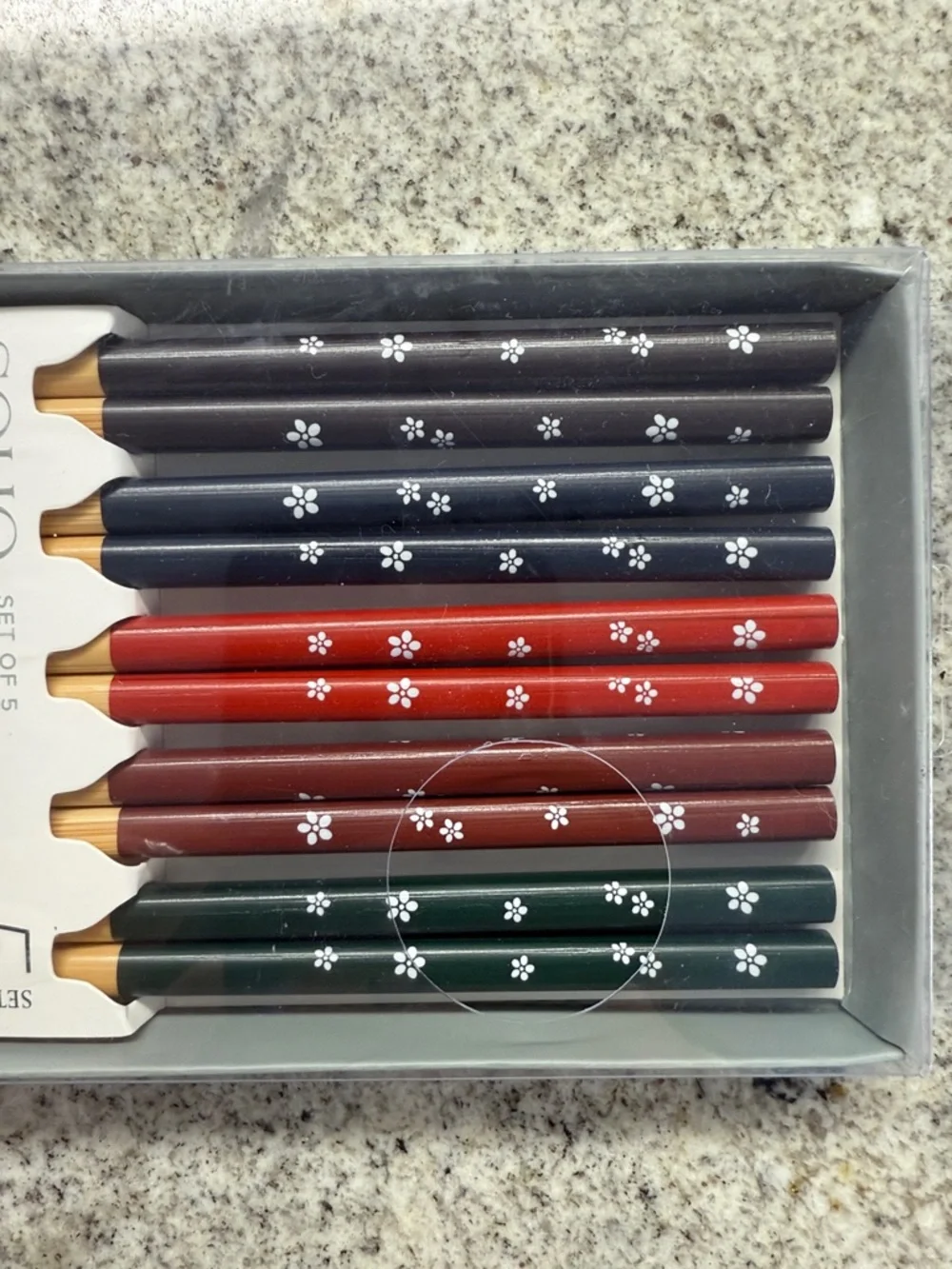 SOHO LOFT Bamboo Chopsticks Set of 5 -‎ Multicolor Handles